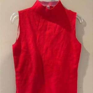 Red Sleeveless Mock-neck Women's Top